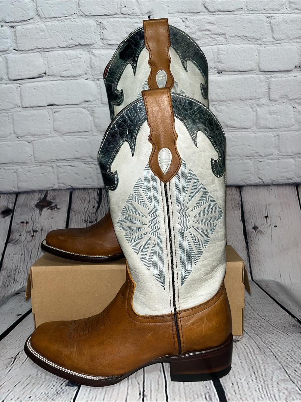 Vintage Ferrini Santa Fe Western Leather Cowboy Boots Size 8.5